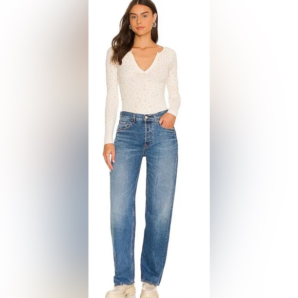 ‼️RARE‼️🎸FREE PEOPLE🎸🔥NWT🔥Billie Ditsy Floral Printed Long Sleeve Top in Ivory—S - Picture 3 of 13